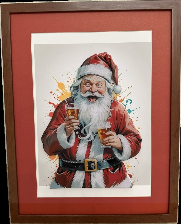 3D картина залитая жидким стеклом - дед мороз